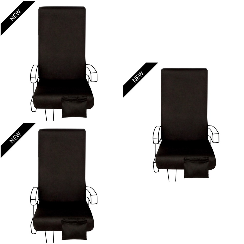 3x NiceSeats Airplane Seat Covers in Solid Black - Set of 3